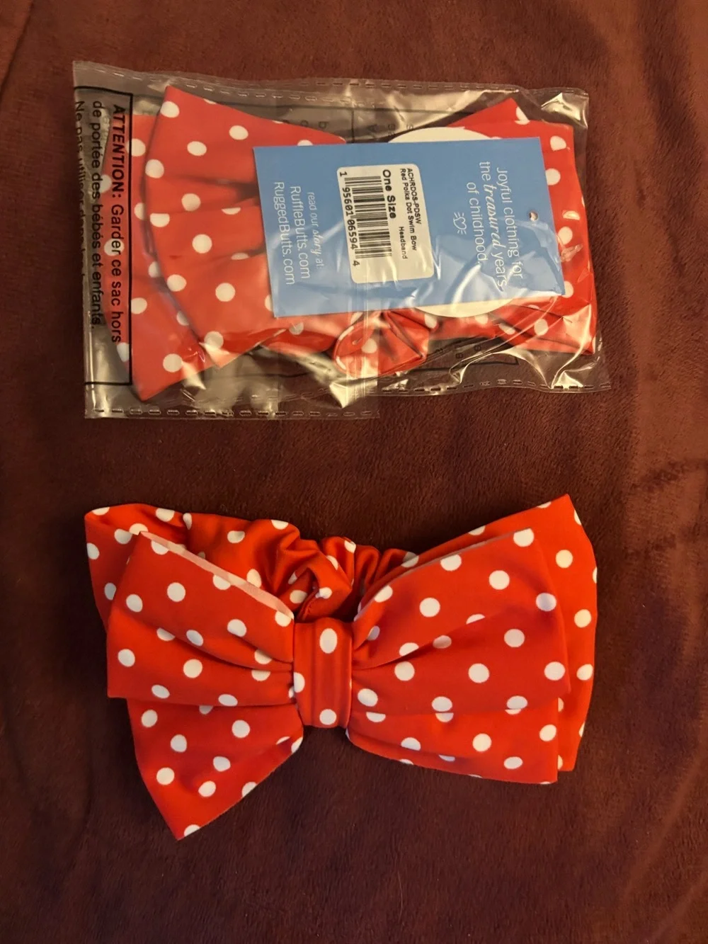 RuffleButts Red Polka Dot Swim Bow